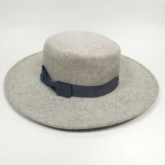 Elizabeth And James Women's Light Gray Wool Hat Bow One Size Adjustable - Picture 1 of 7